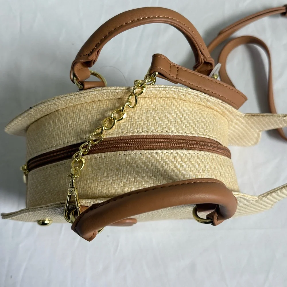 Betsey Johnson Beige Fish-Shaped Crossbody with Brown Trim